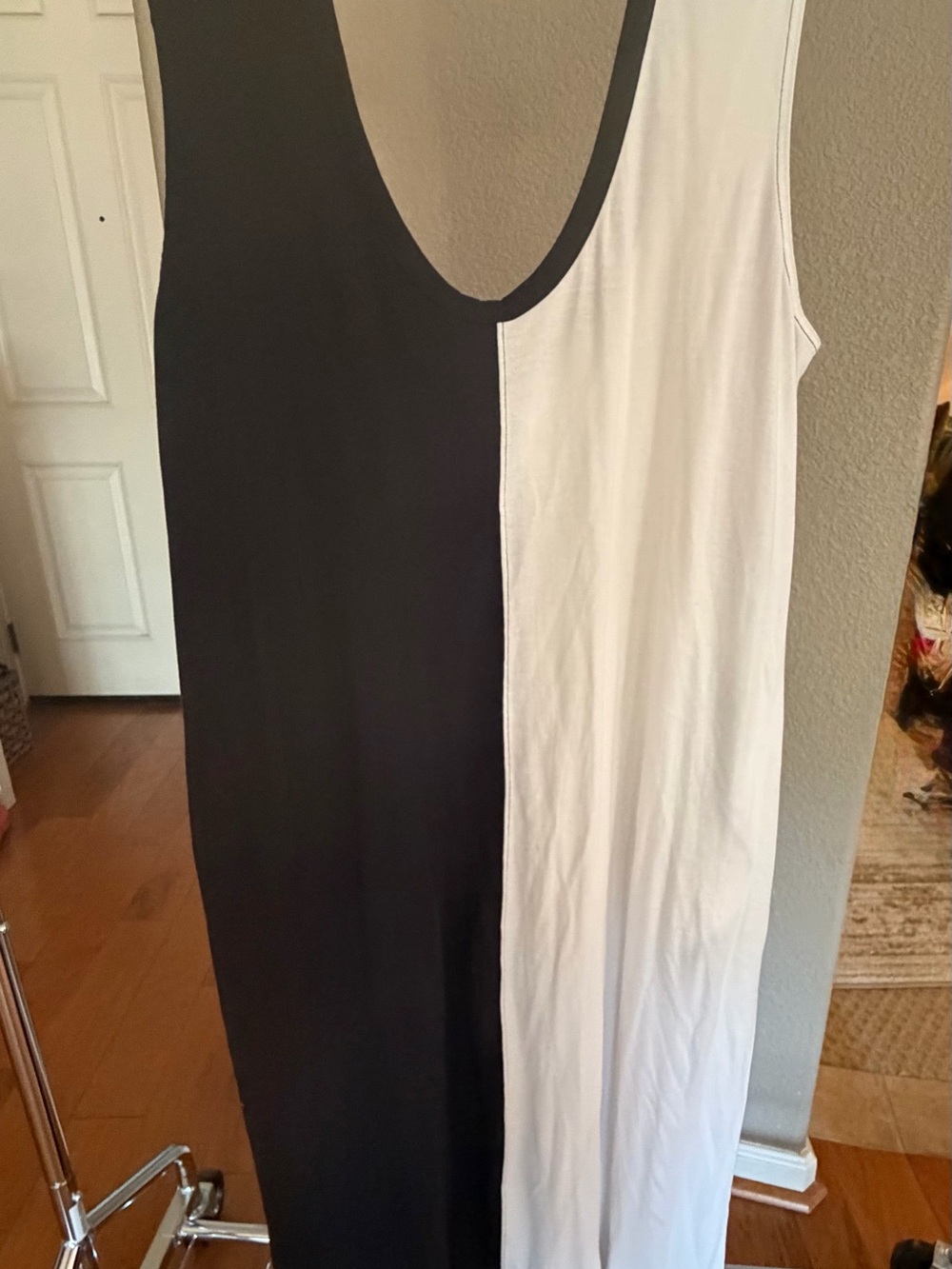 Free People Black and White Colorblock Scoop Neck Maxi Dress